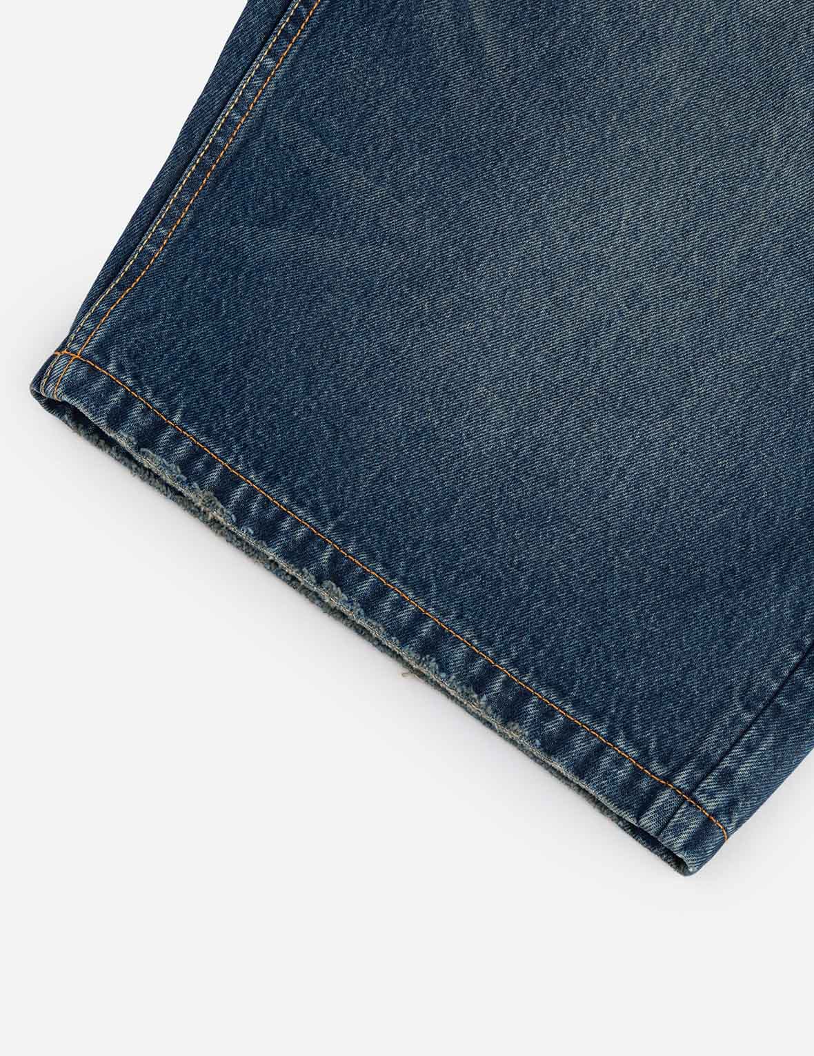 Seagull Embroidery Regular Fit Washed Denim Jorts