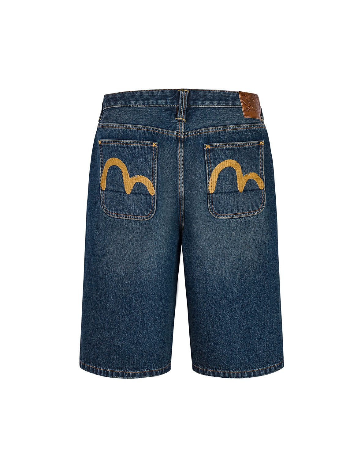 Seagull Embroidery Regular Fit Washed Denim Jorts