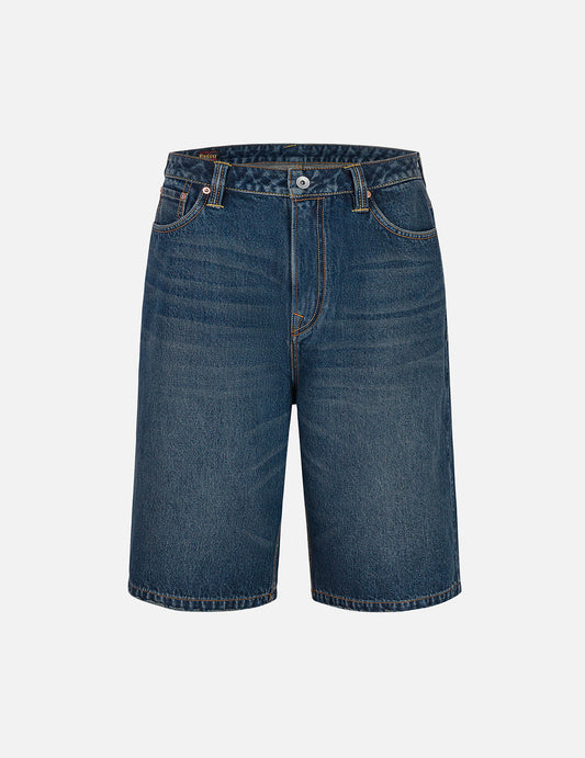 Seagull Embroidery Regular Fit Washed Denim Jorts