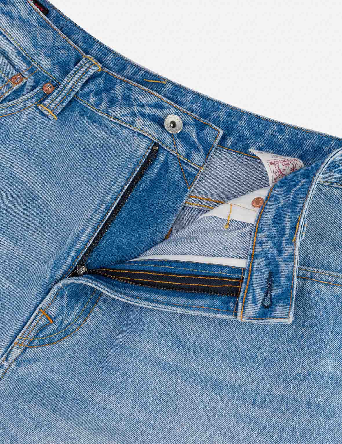Seagull Embroidery Regular Fit Washed Denim Jorts