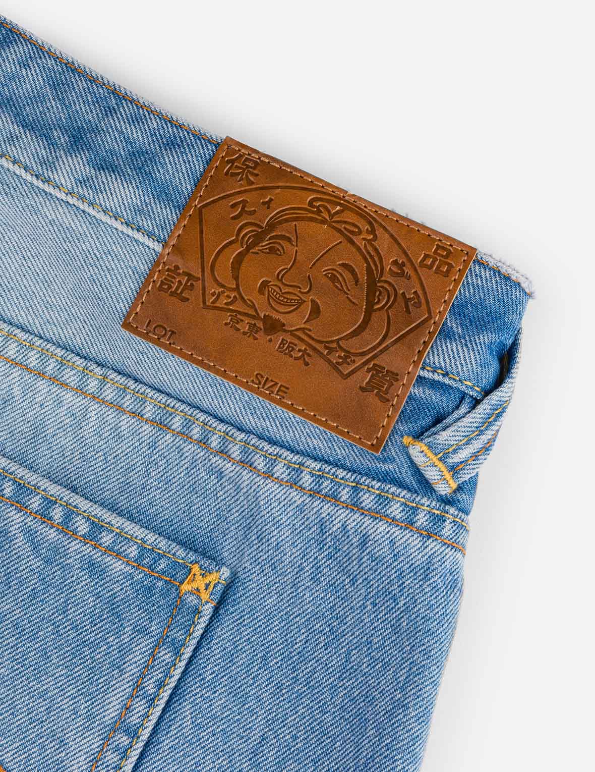 Seagull Embroidery Regular Fit Washed Denim Jorts