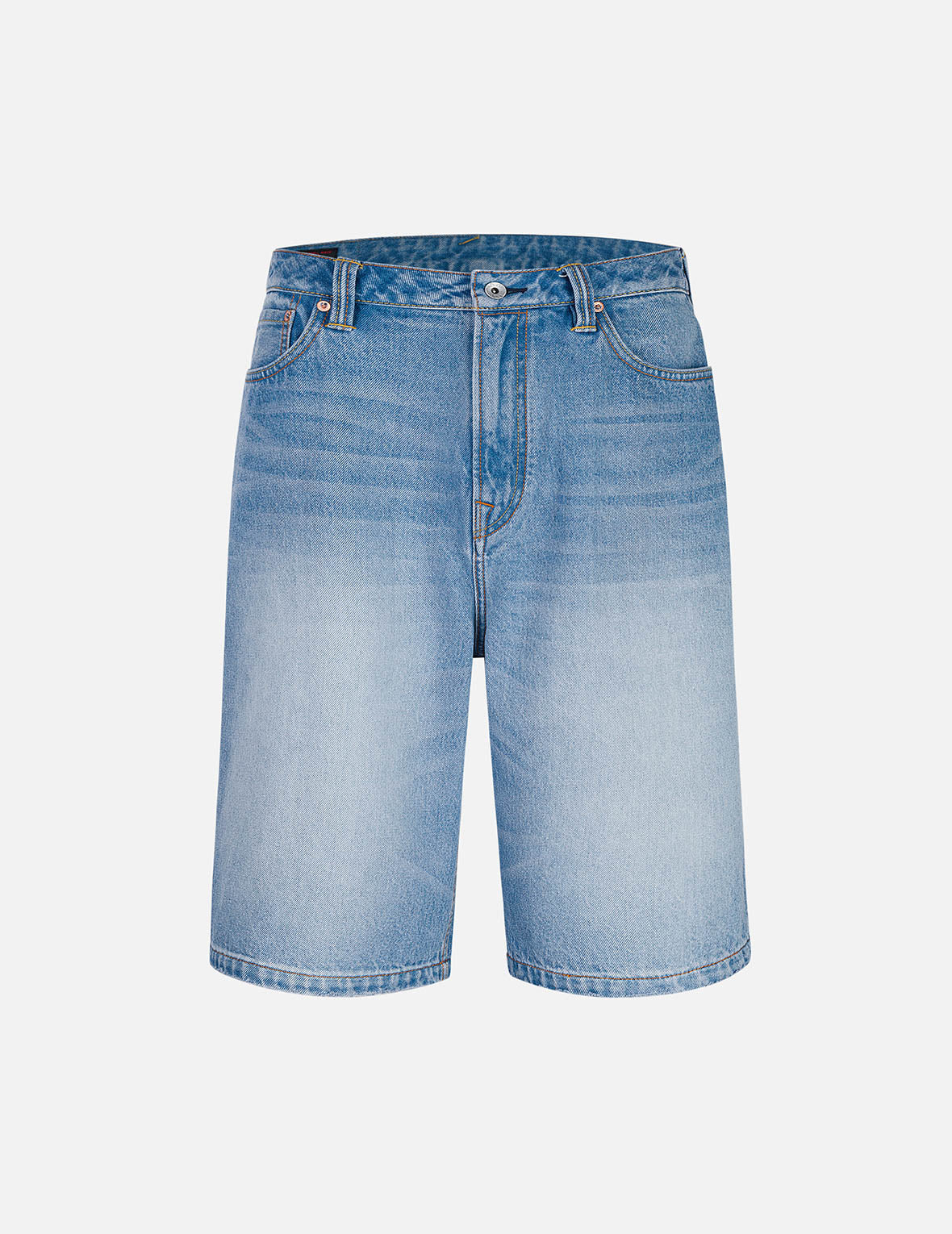Seagull Embroidery Regular Fit Washed Denim Jorts