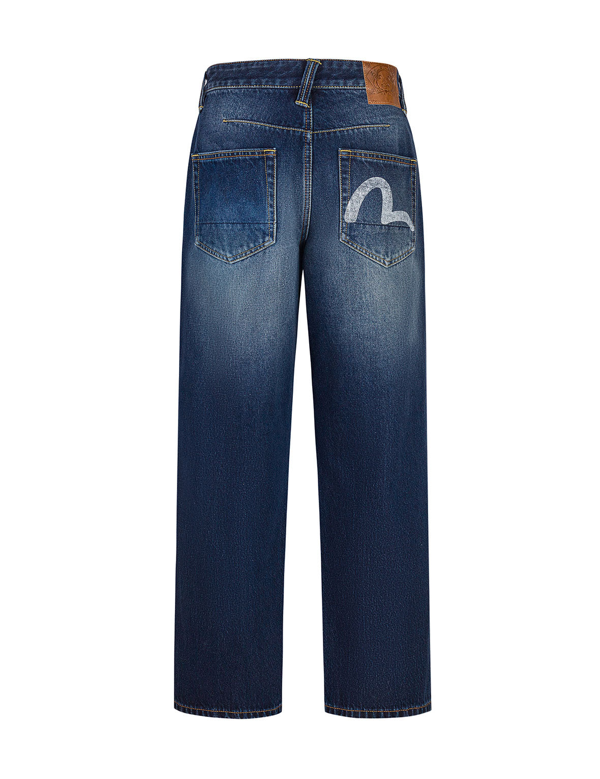 Hand-Drawn Seagull Print 3D Fit Jeans