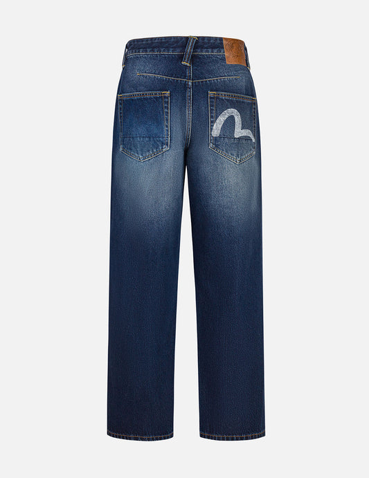 Hand-Drawn Seagull Print 3D Fit Jeans