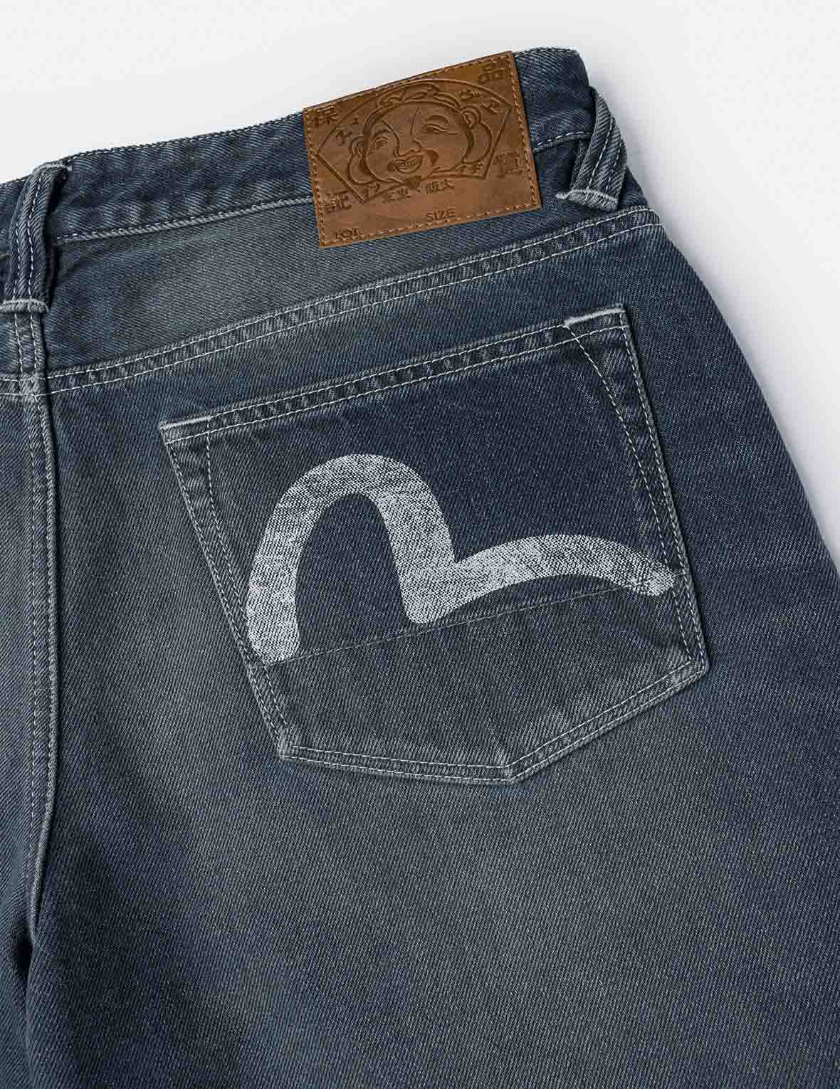 斑駁海鷗印花和補丁寬版牛仔褲