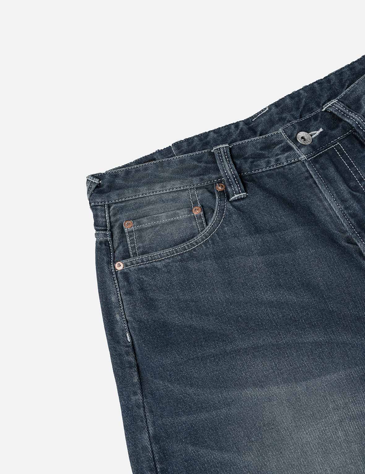 斑駁海鷗印花和補丁寬版牛仔褲