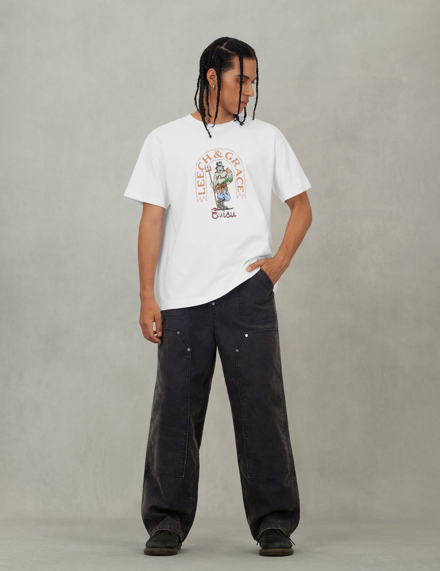 Seagull Print and Multi-Pocket Regular Fit Cargo Pants