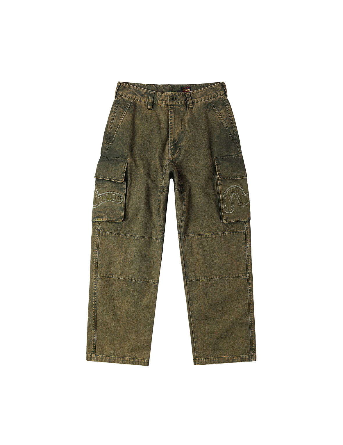 破損海鷗貼布繡與多口袋寬版工裝褲