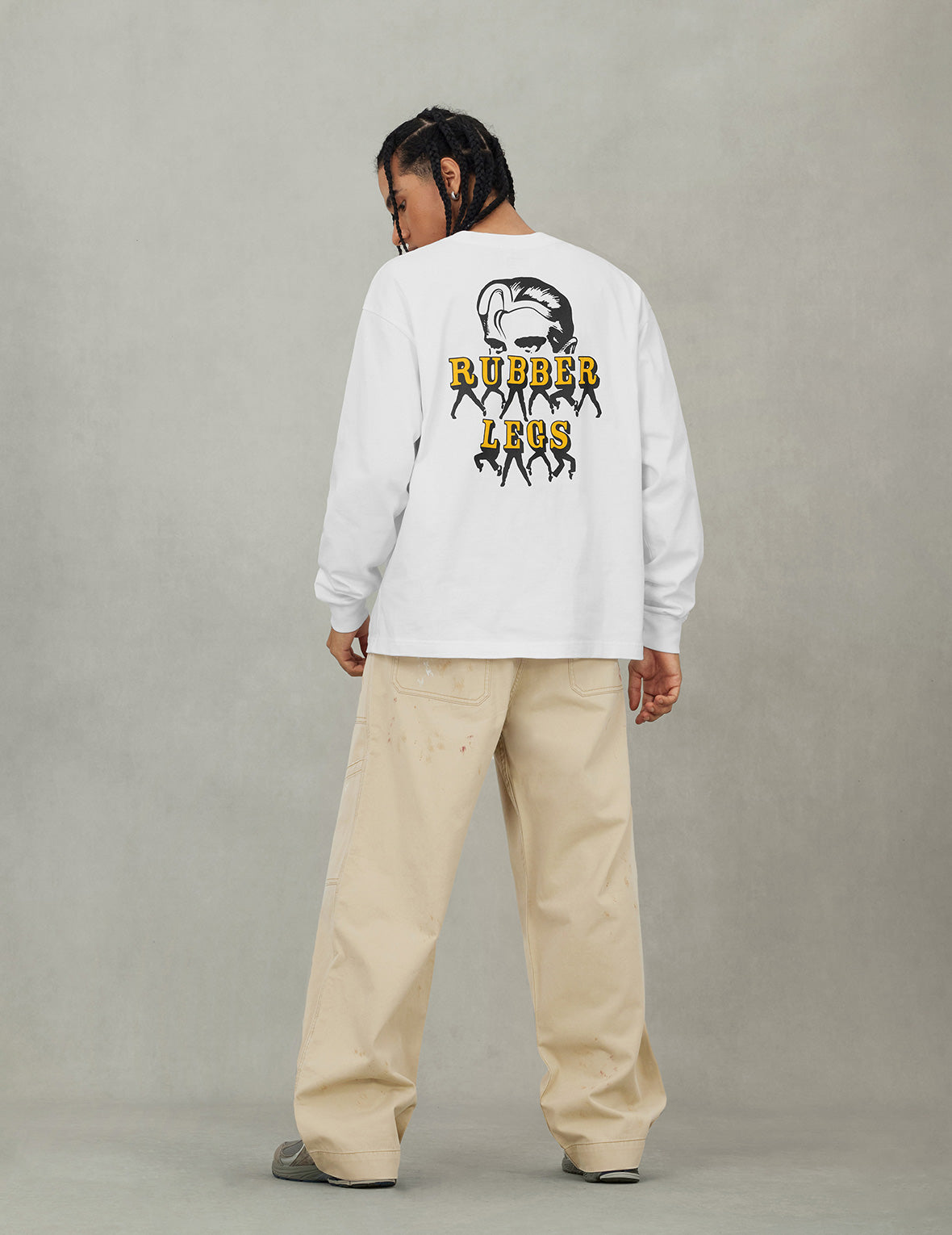 手繪海鷗與潑墨印花寬版休閒飛行褲