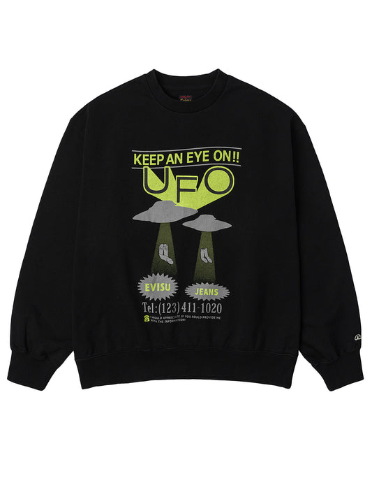 UFO Print and Seagull Appliqué Relax Fit Hoodie