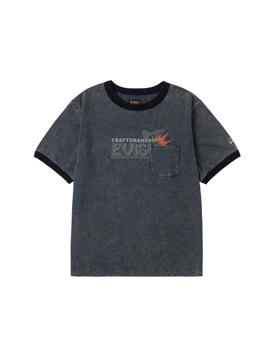 EVISU Workwear Print Relax Fit Ringer T-shirt