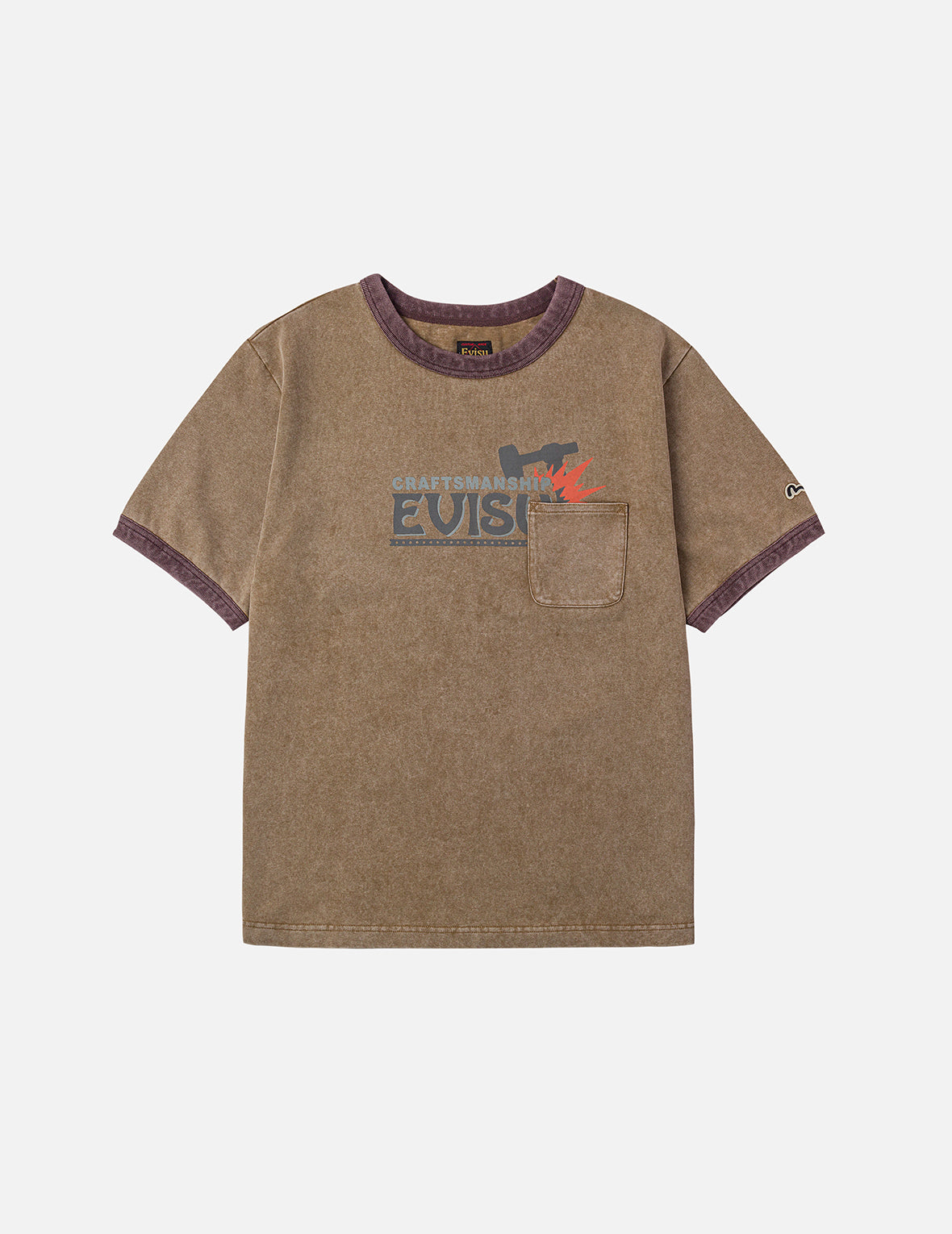 EVISU Workwear Print Relax Fit Ringer T-shirt
