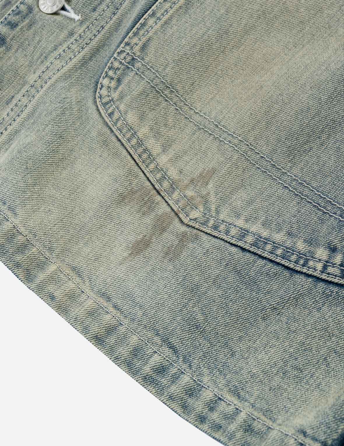 Heart Cowgirl Print Vintage Washed Denim Chore Jacket