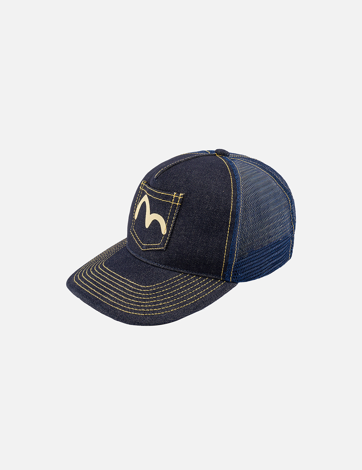 Seagull Print Pocket Denim Tucker Hat
