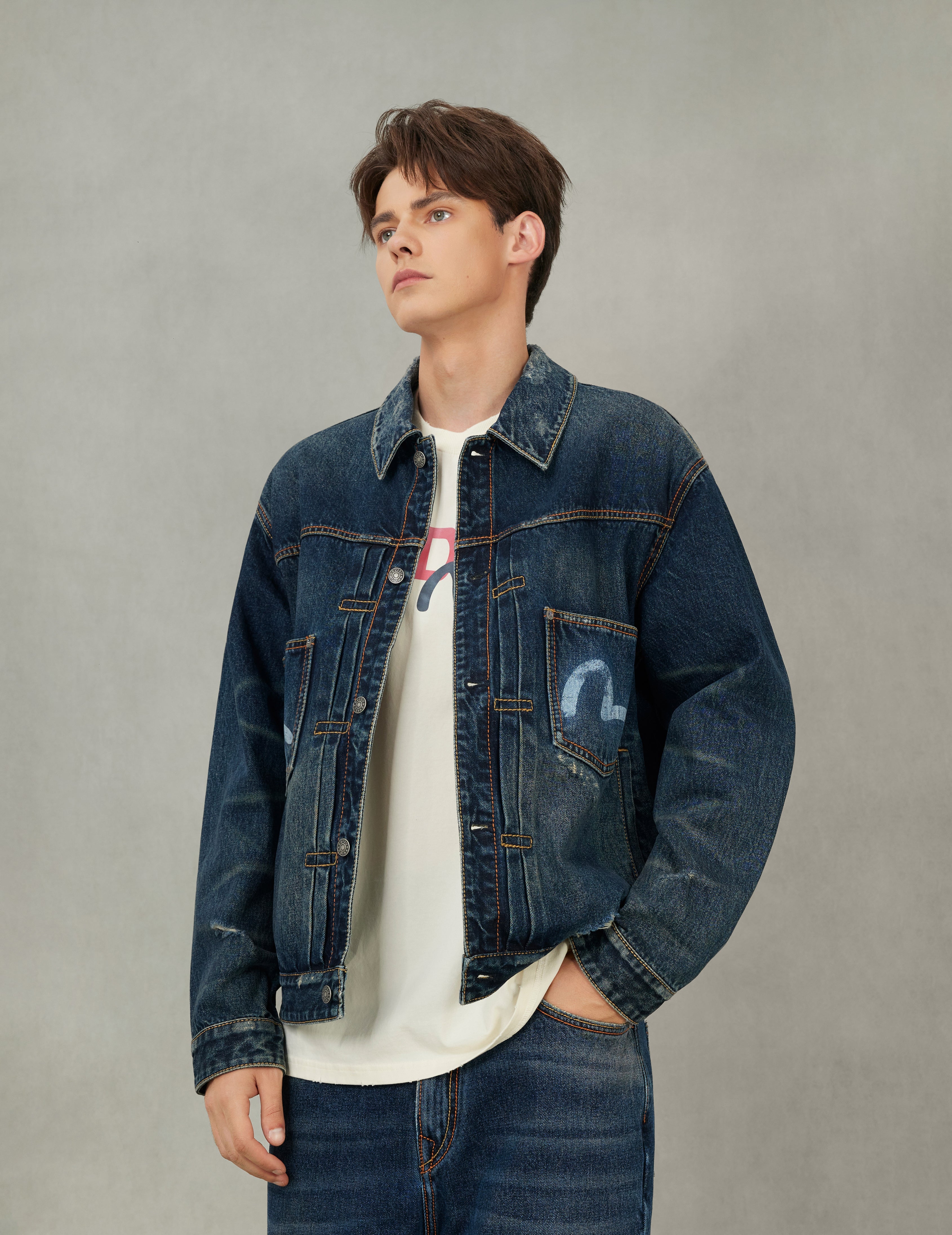 EVISU X GDC 洗水寬版休閒牛仔外套