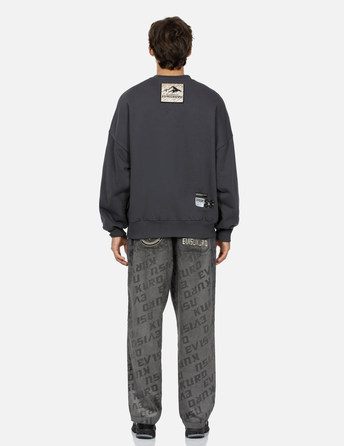 Allover Monogram Embossing Wide-leg Corduroy Pants