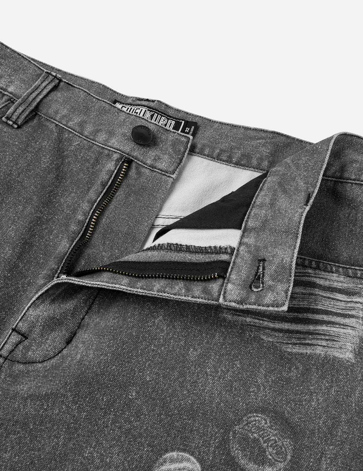 Distressed Print Relax Fit Pants