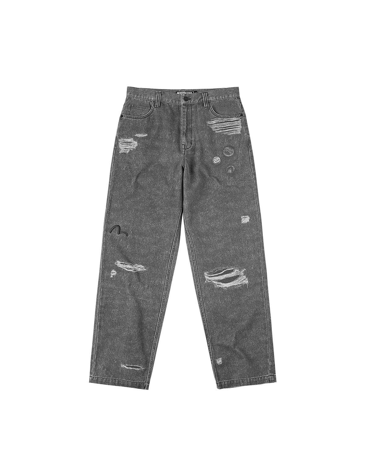 Distressed Print Relax Fit Pants