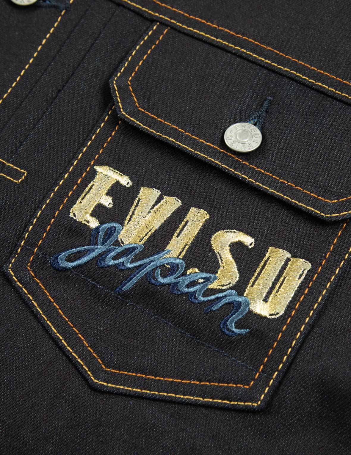 隈取達磨大M印花及刺繡寬版牛仔外套