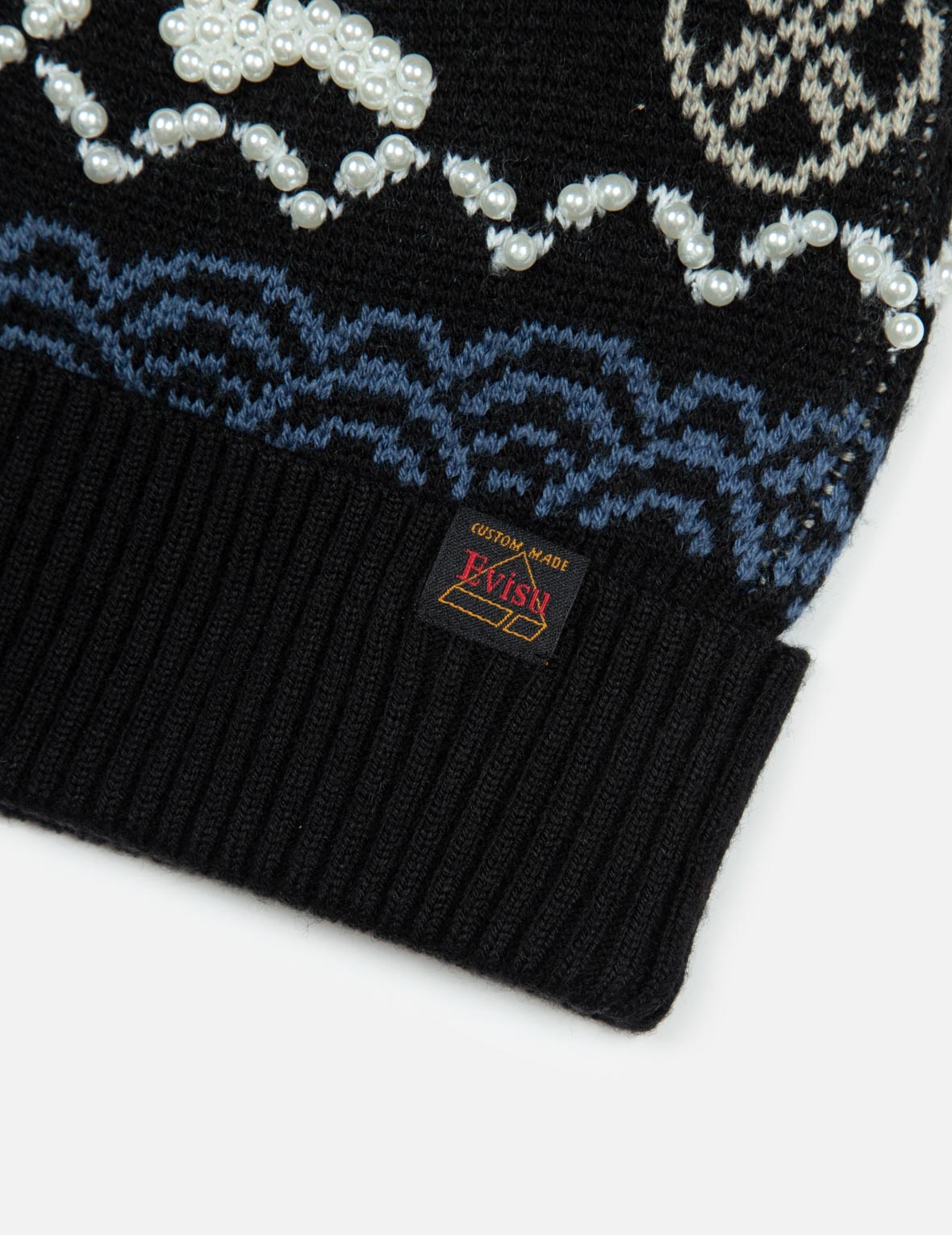 Fairisle Allover Jacquard with Pearl Stud Beanie