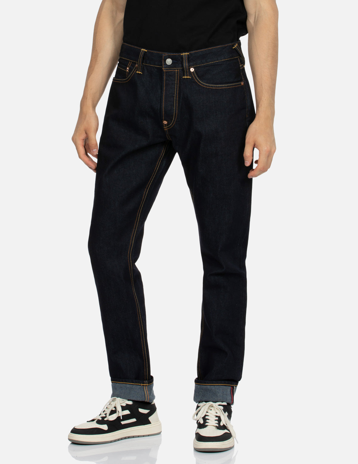 Brushstroke Seagull Print Carrot Fit Selvedge Denim Jeans #2017