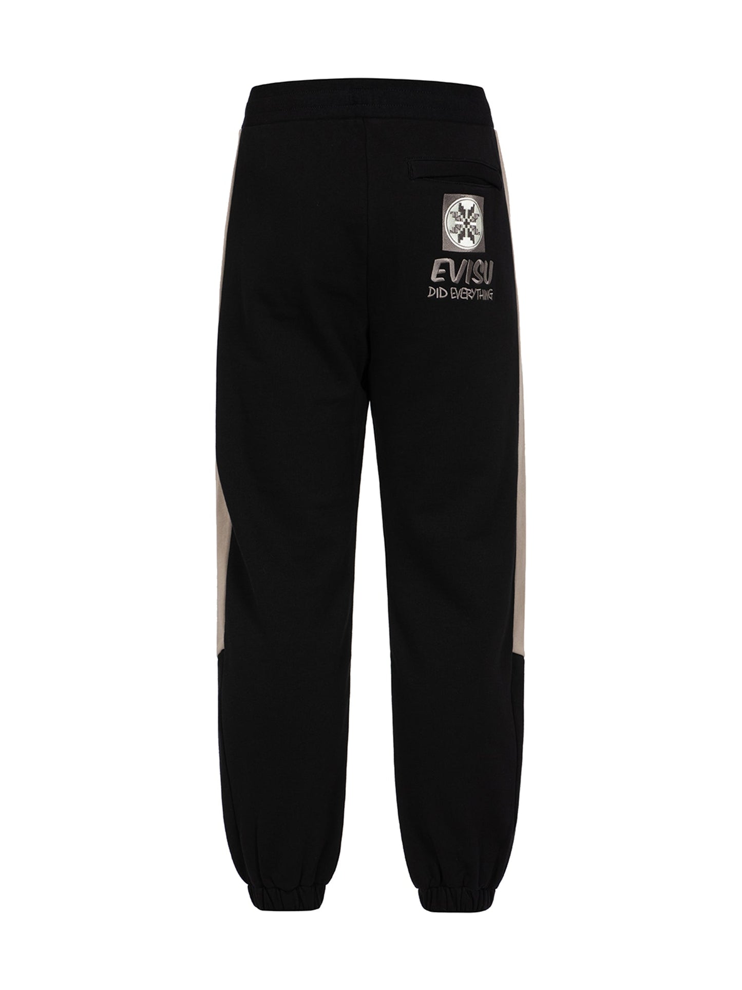 Fair Isle Pattern Kamon Embroidery Color-blocking Straight Fit Sweatpants