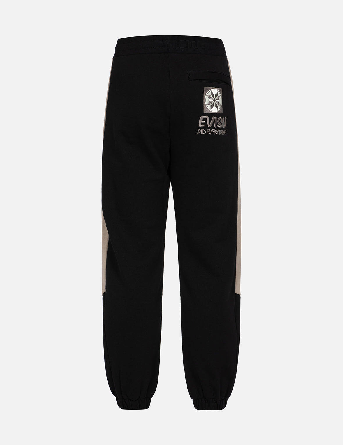 Fair Isle Pattern Kamon Embroidery Color-blocking Straight Fit Sweatpants