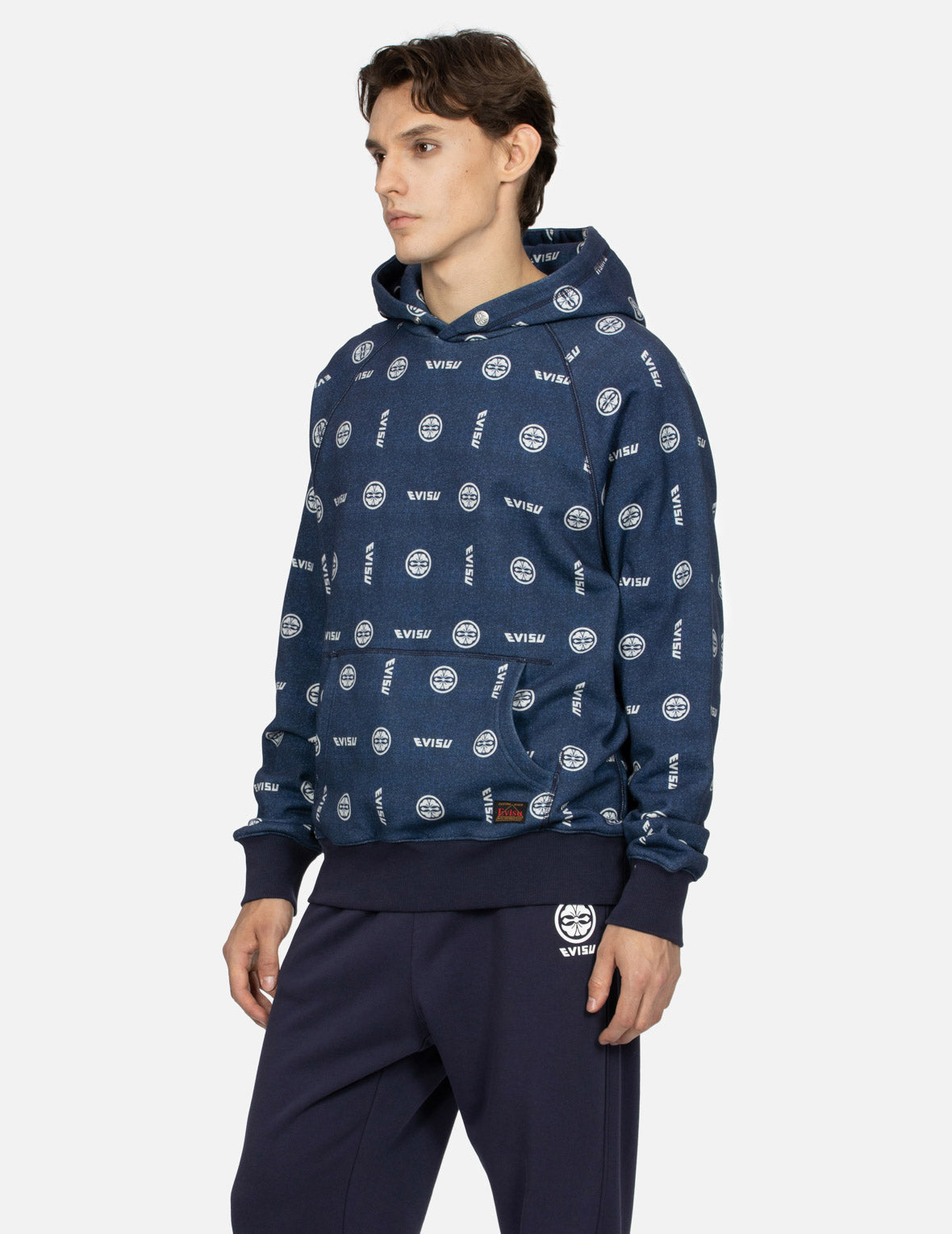 Allover Logo and Kamon Print Relax Fit Hoodie