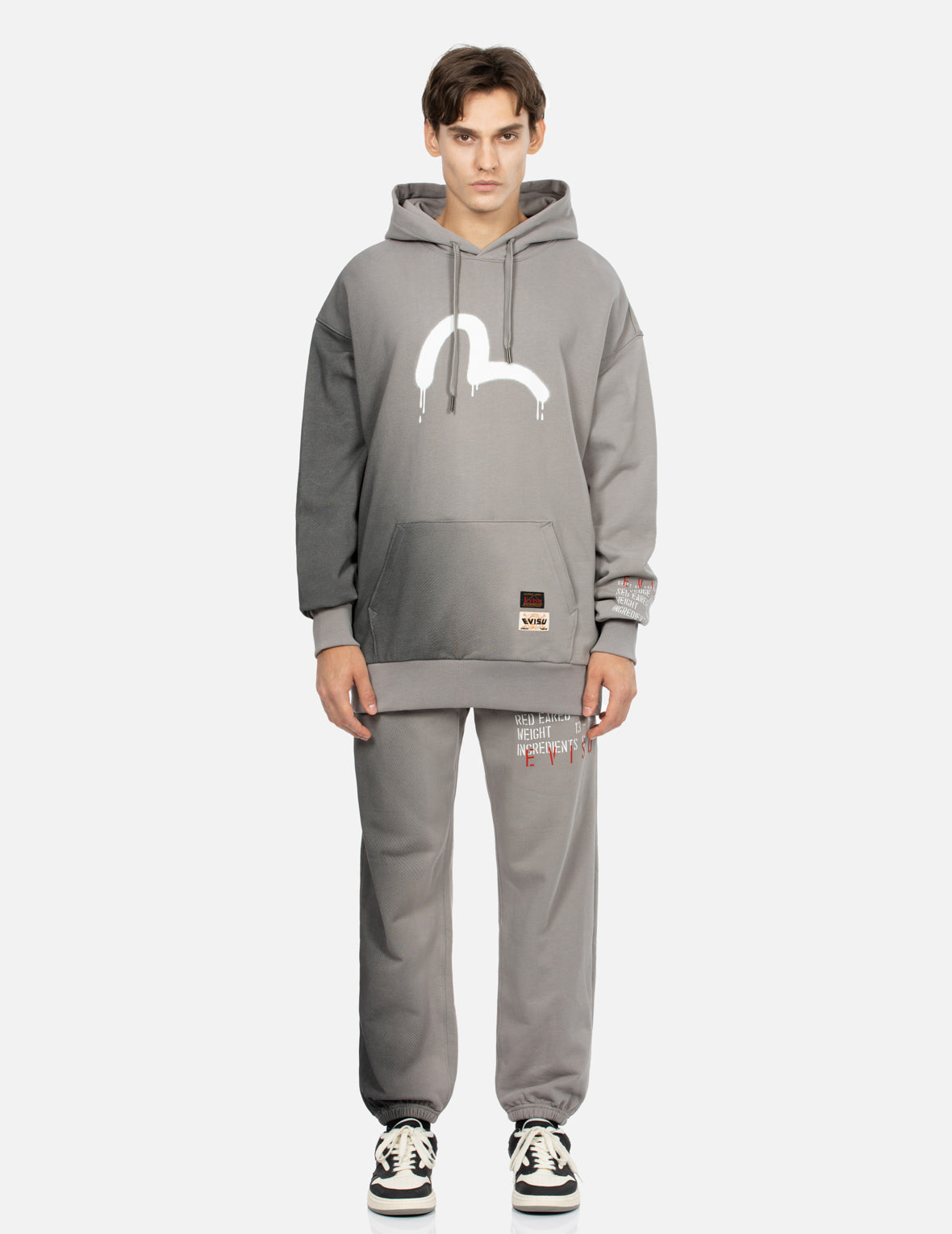 Graffiti Seagull and Slogan print Loose Fit Hoodie