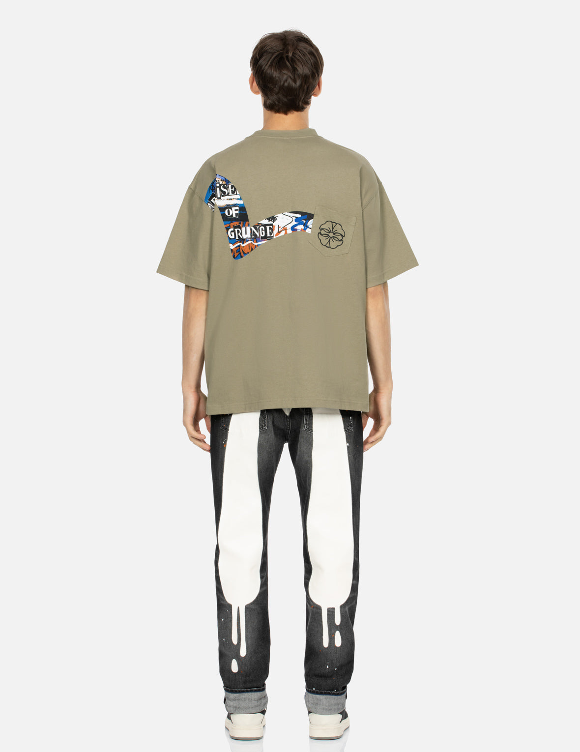Kamon and Seagull Print Loose Fit T-shirt