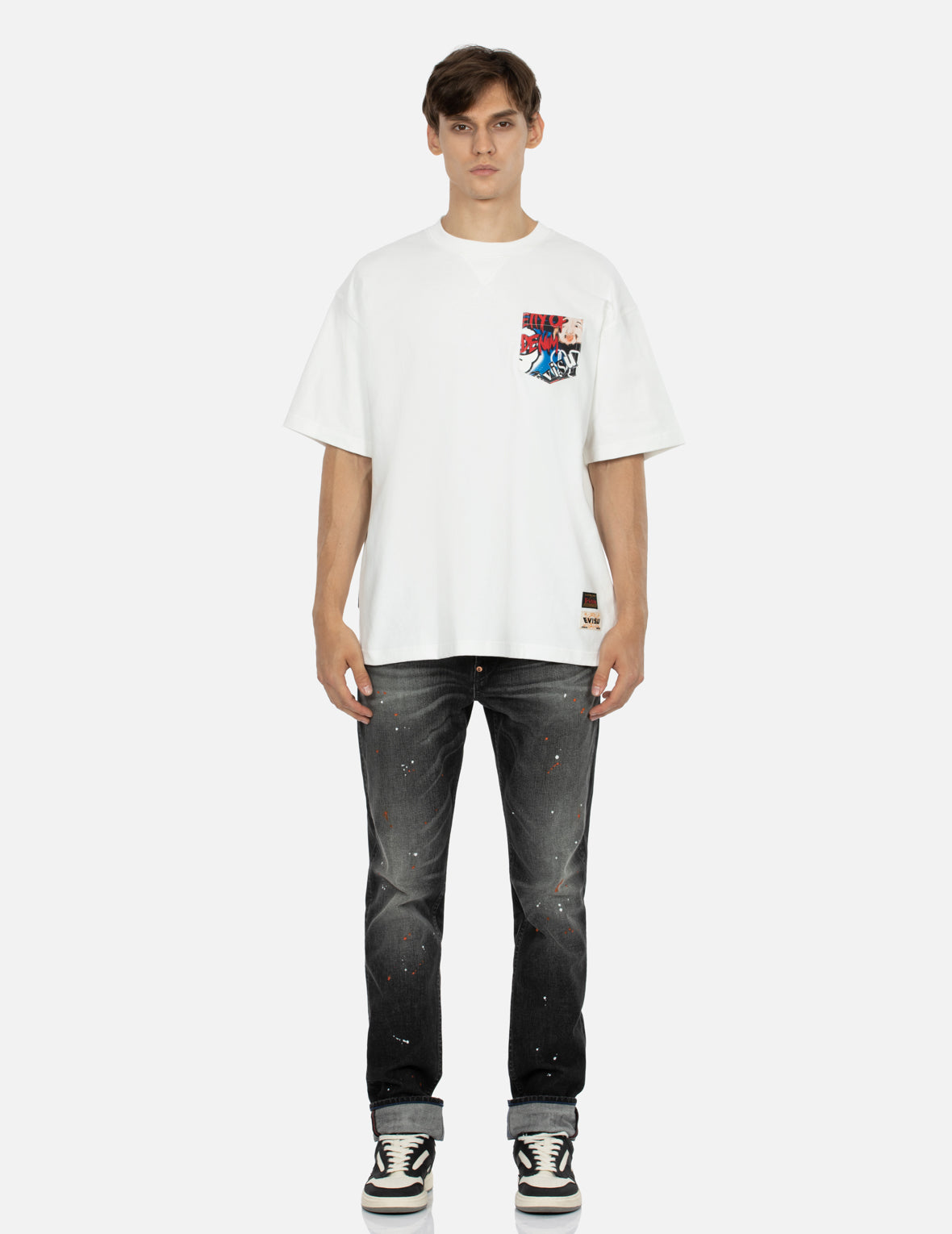 Kamon and Seagull Print Loose Fit T-shirt