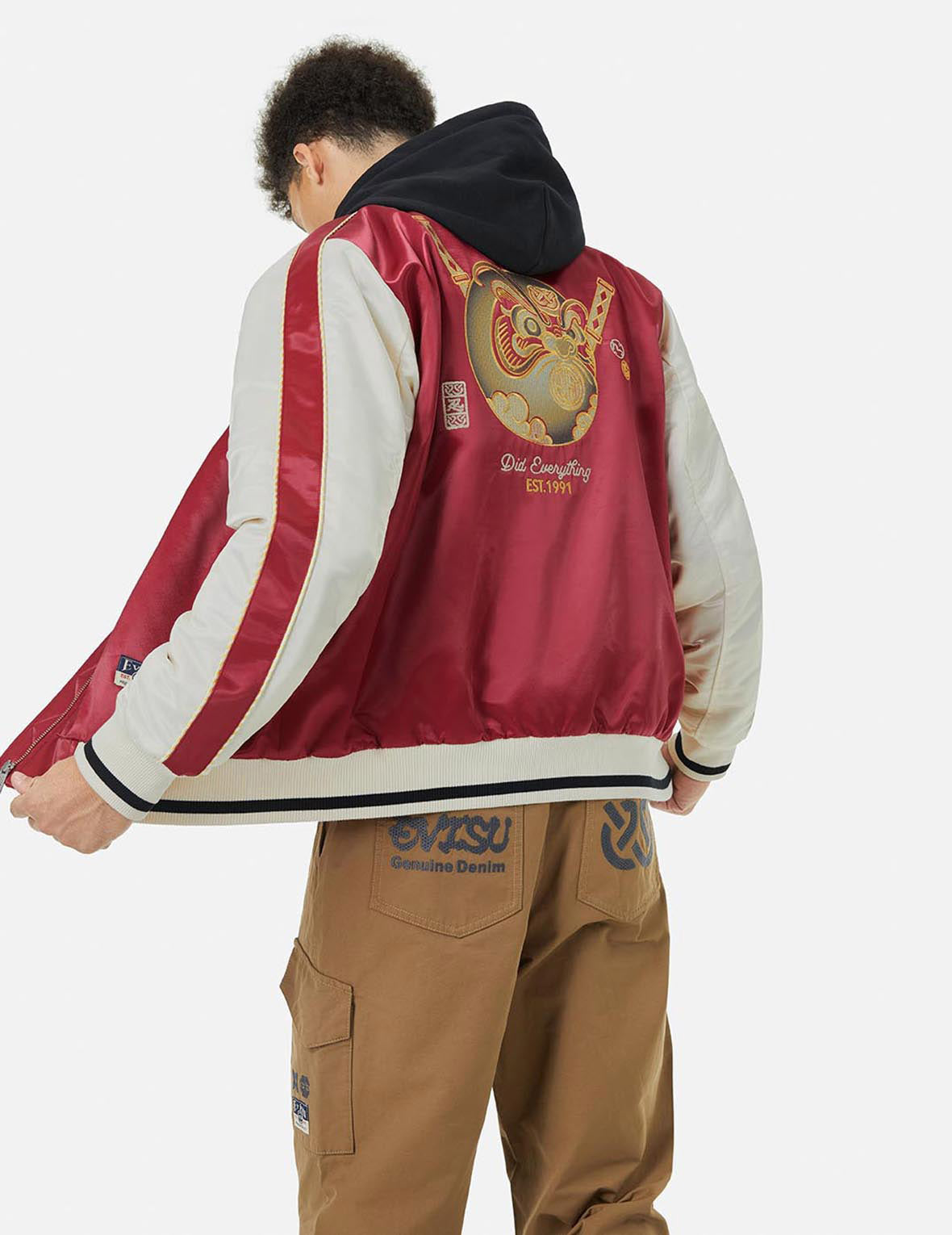 忍者達摩刺繡寬版休閒橫須賀外套