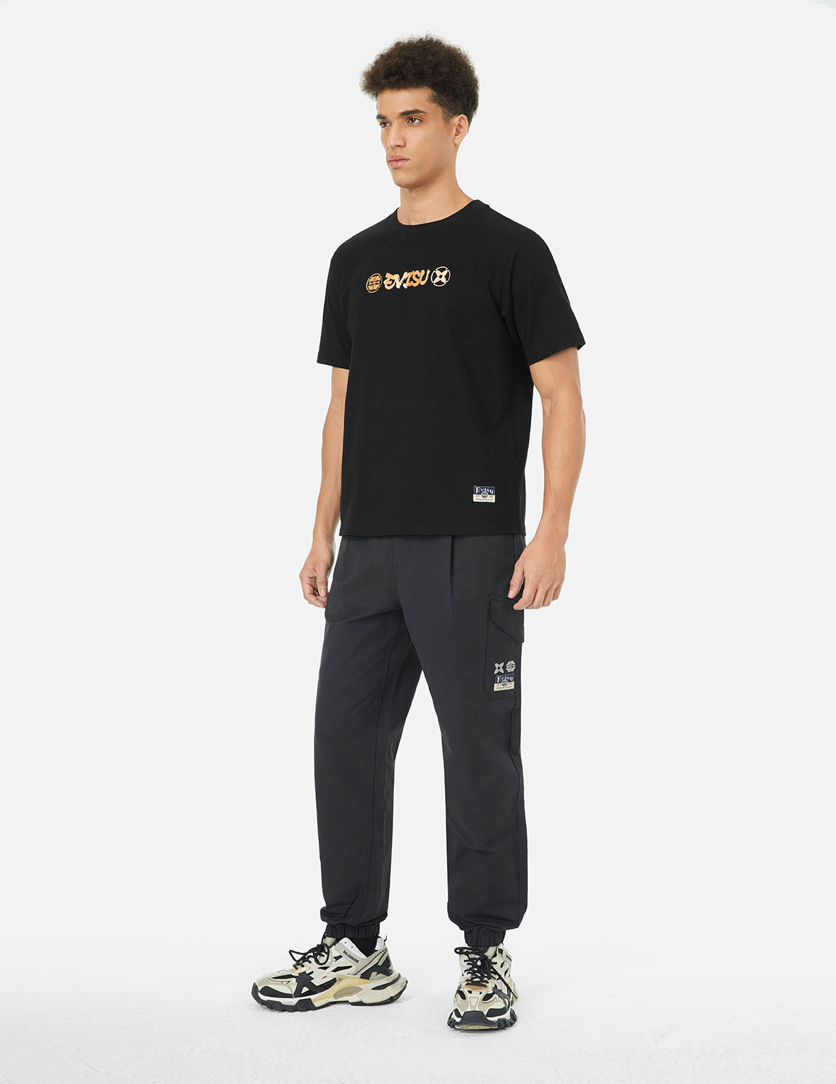 忍者達摩與商標印花常規版型T恤