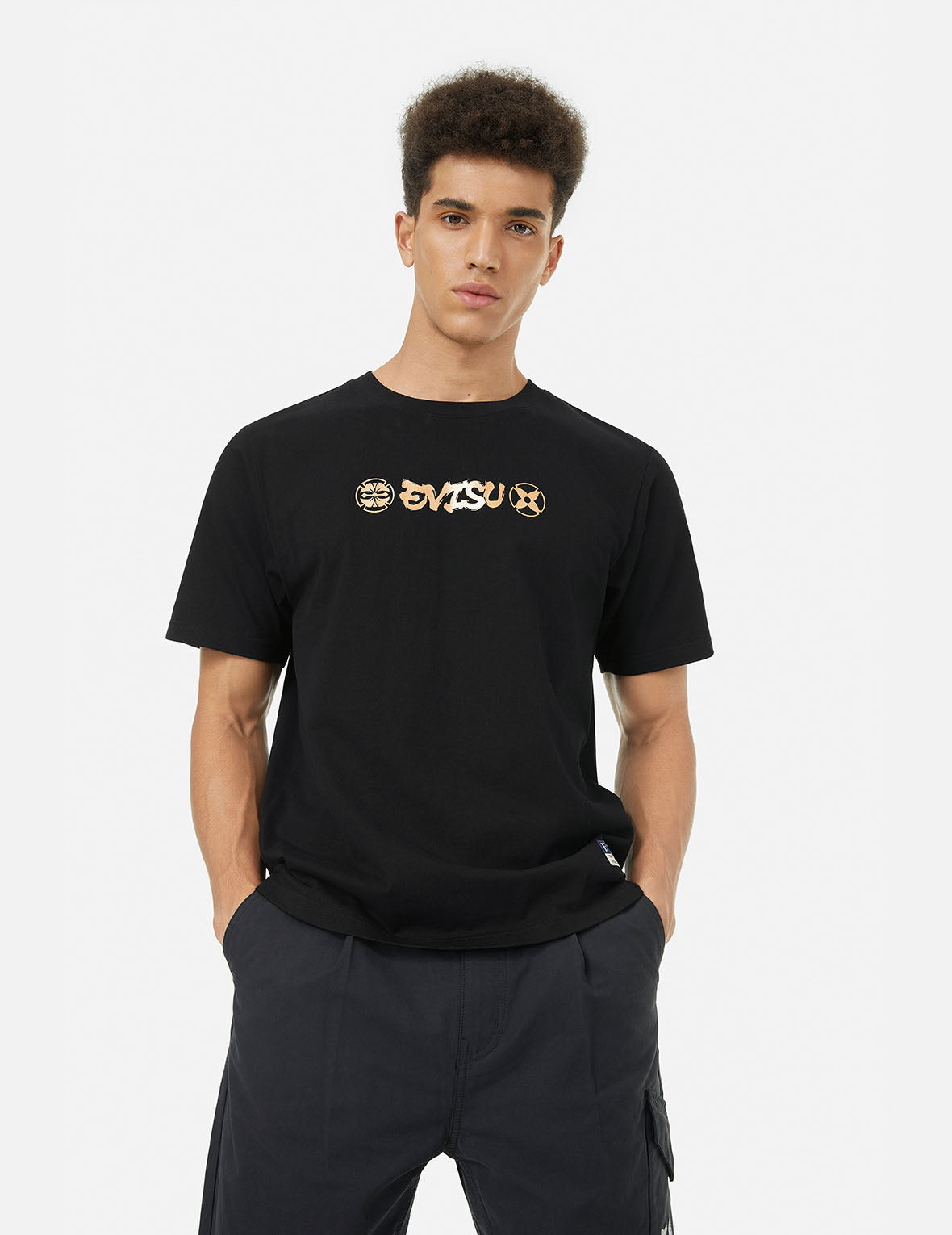 忍者達摩與商標印花常規版型T恤