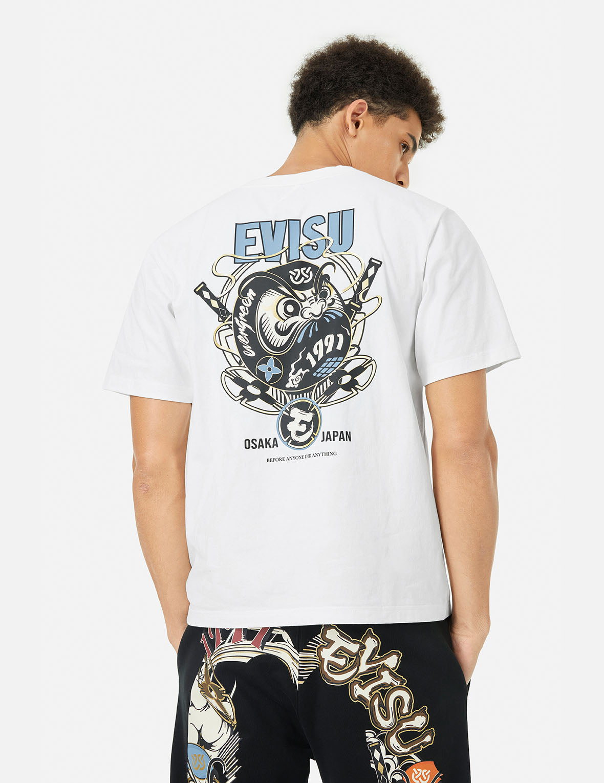 忍者達摩與商標印花常規版型T恤