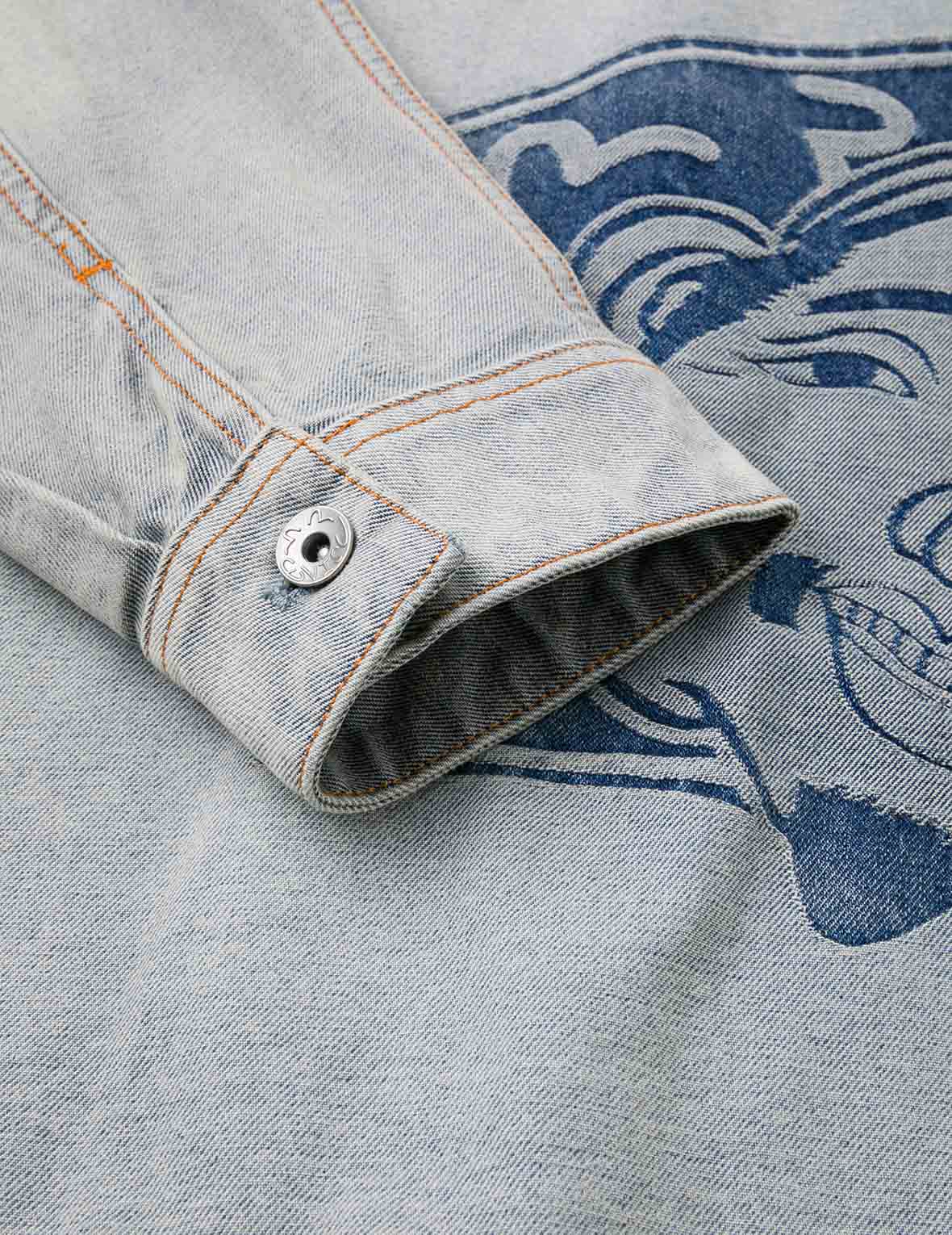 佛頭提花寬版休閒牛仔外套