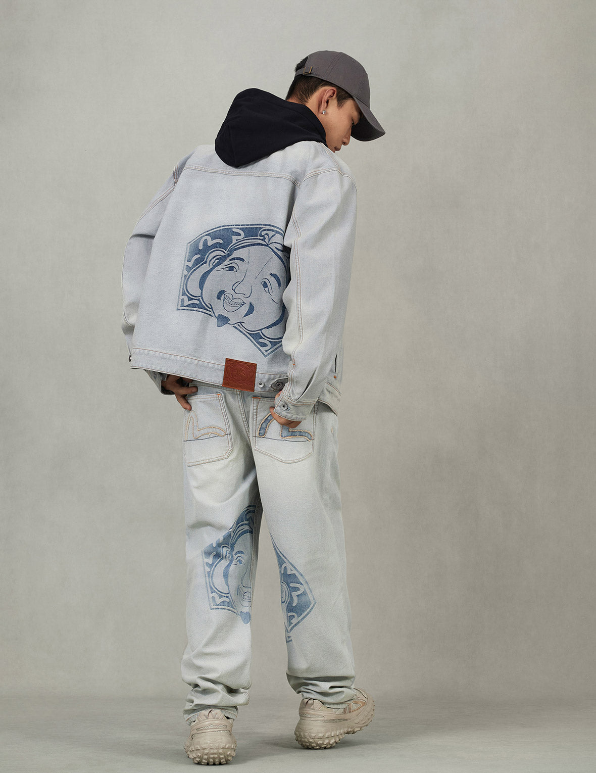 佛頭提花寬版休閒牛仔外套