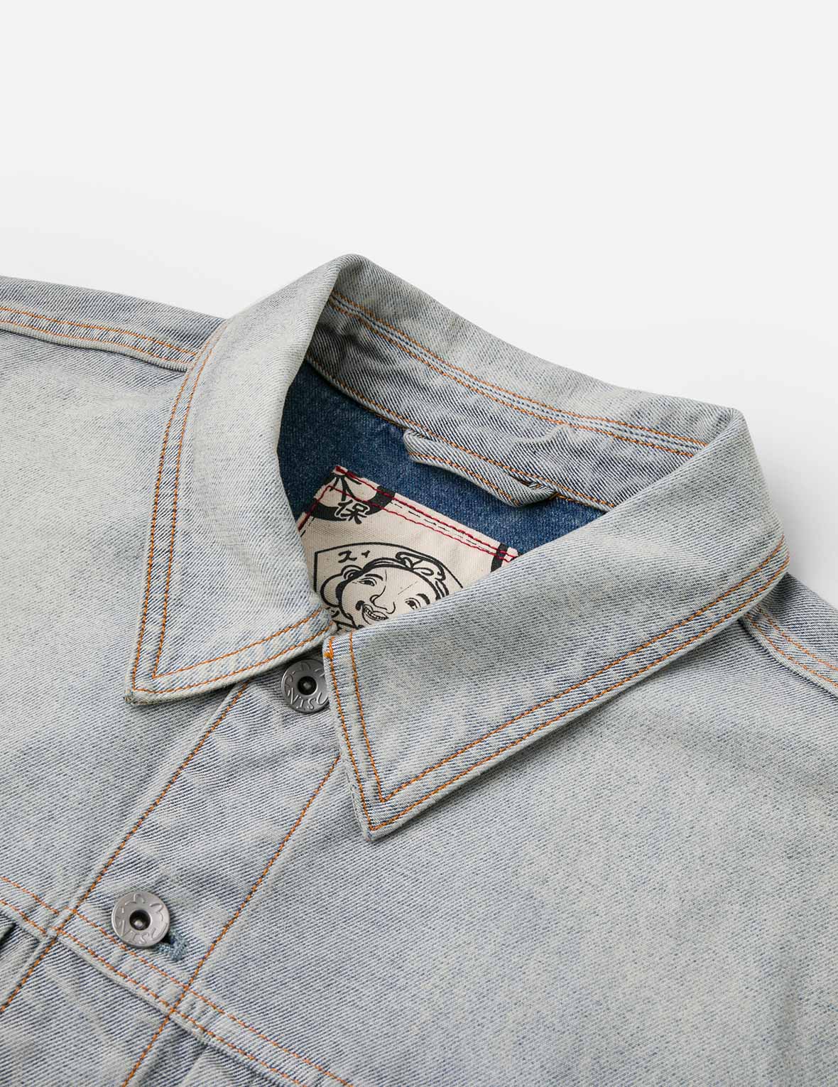 佛頭提花寬版休閒牛仔外套