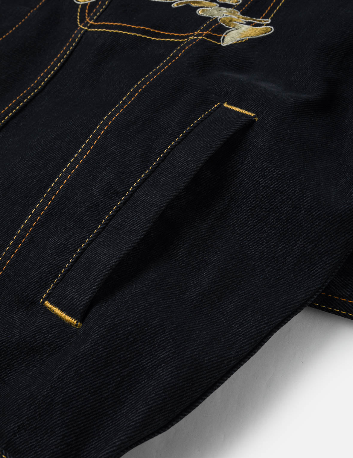 Brushstroke Daicock Print with Logo Embroidery Loose Fit Denim Jacket