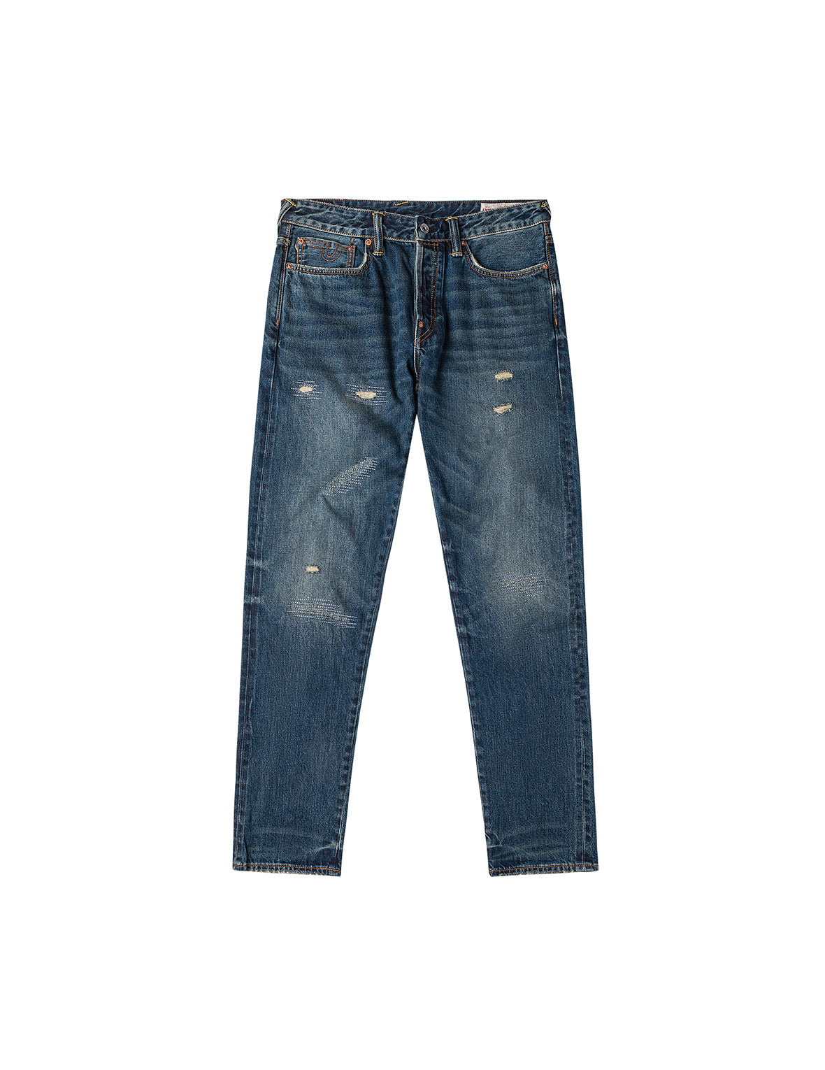 7-Pocket Design Washed Daicock Print Taper Fit Jeans #2017