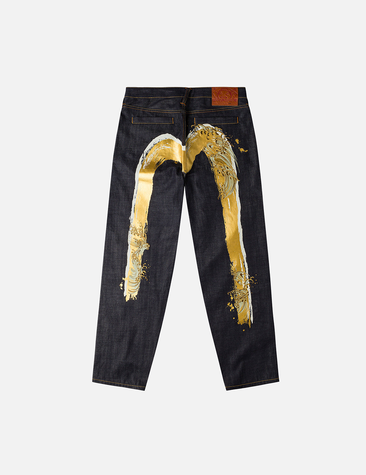 Handbrush Daicock Print with Wave Embroidery Relax Fit Jeans – EVISU