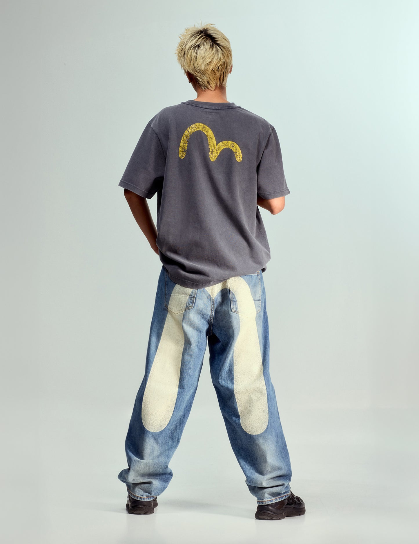 Ecru Daicock Print Loose Fit Jeans #2038