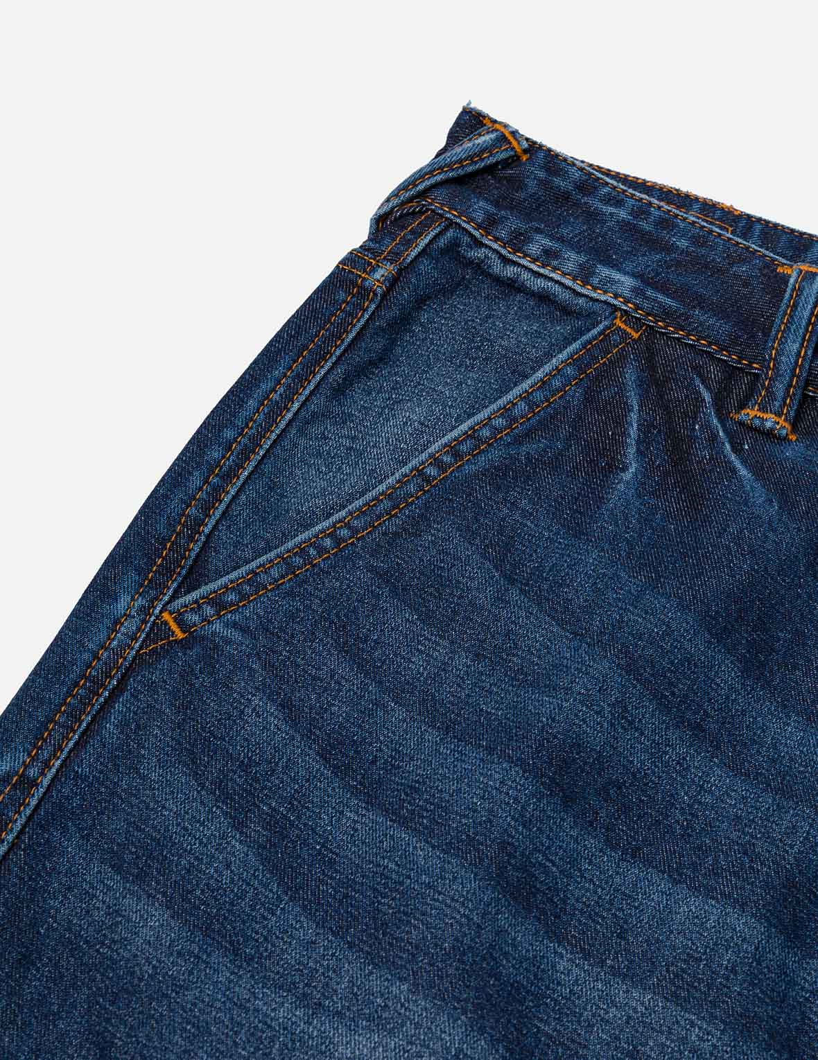 多口袋和海鷗仙鶴印花寬版洗水牛仔束腳褲