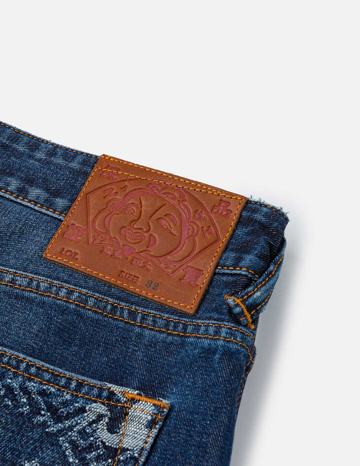 多口袋和海鷗仙鶴印花寬版洗水牛仔束腳褲