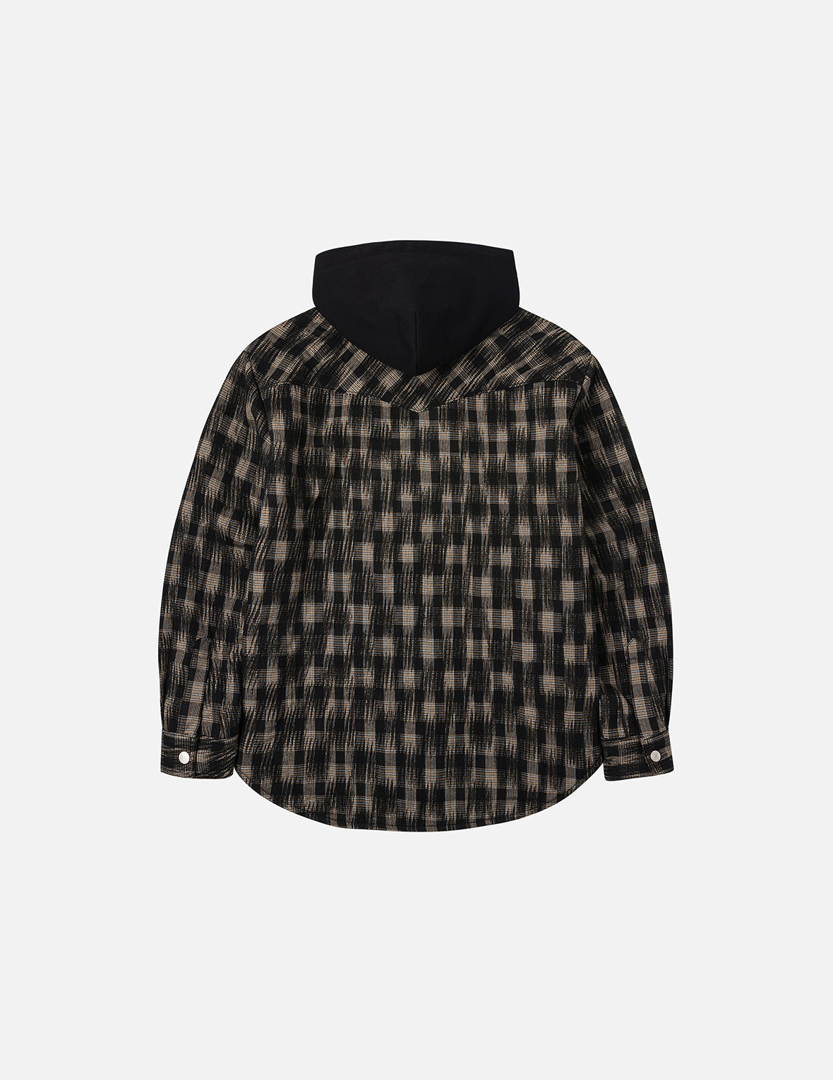 Seagull Embroidery Relax Fit Hooded Checked Shirt Jacket