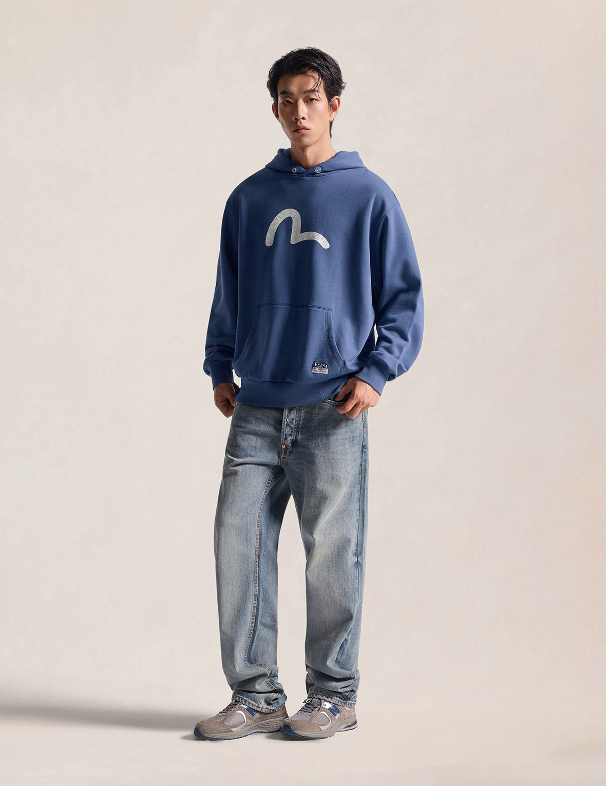 海鷗印花寬版休閒連帽衛衣