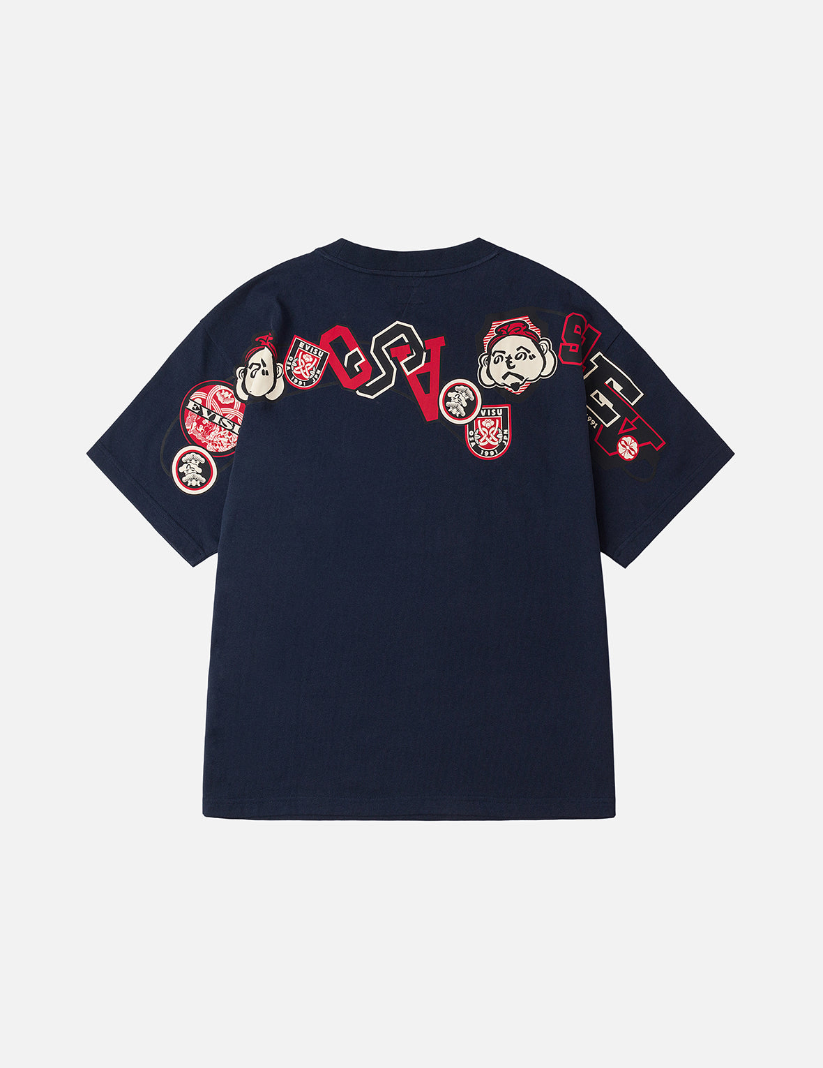 文字繪佛頭與智慧之輪標籤大M印花寬版休閒T恤