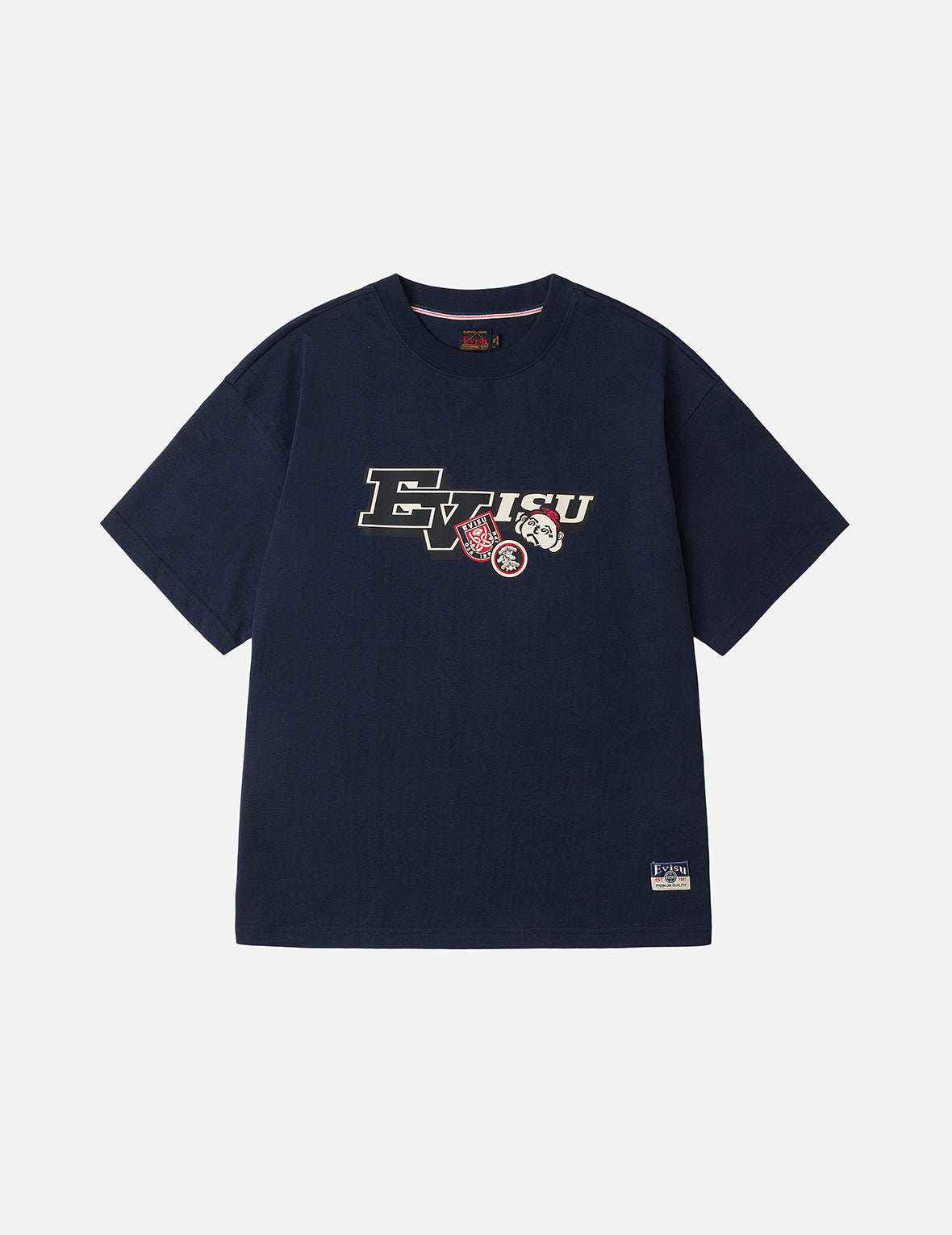 文字繪佛頭與智慧之輪標籤大M印花寬版休閒T恤