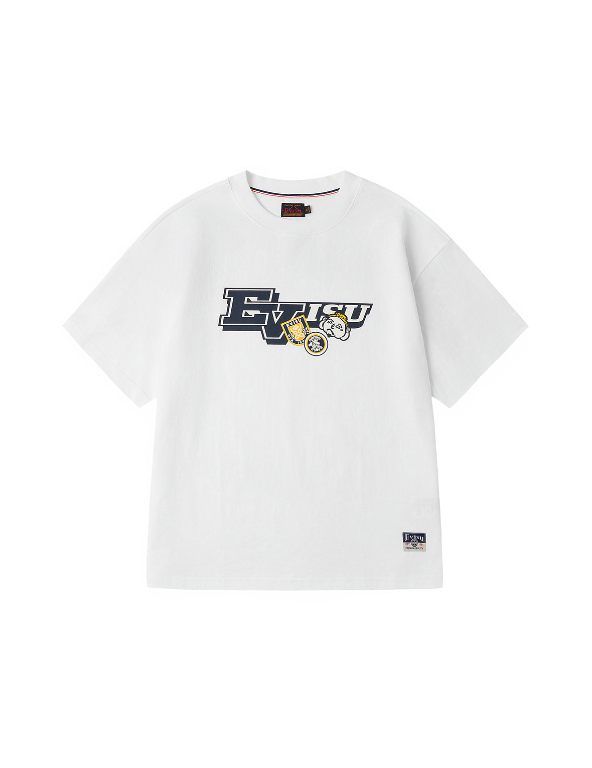 文字繪佛頭與智慧之輪標籤大M印花寬版休閒T恤