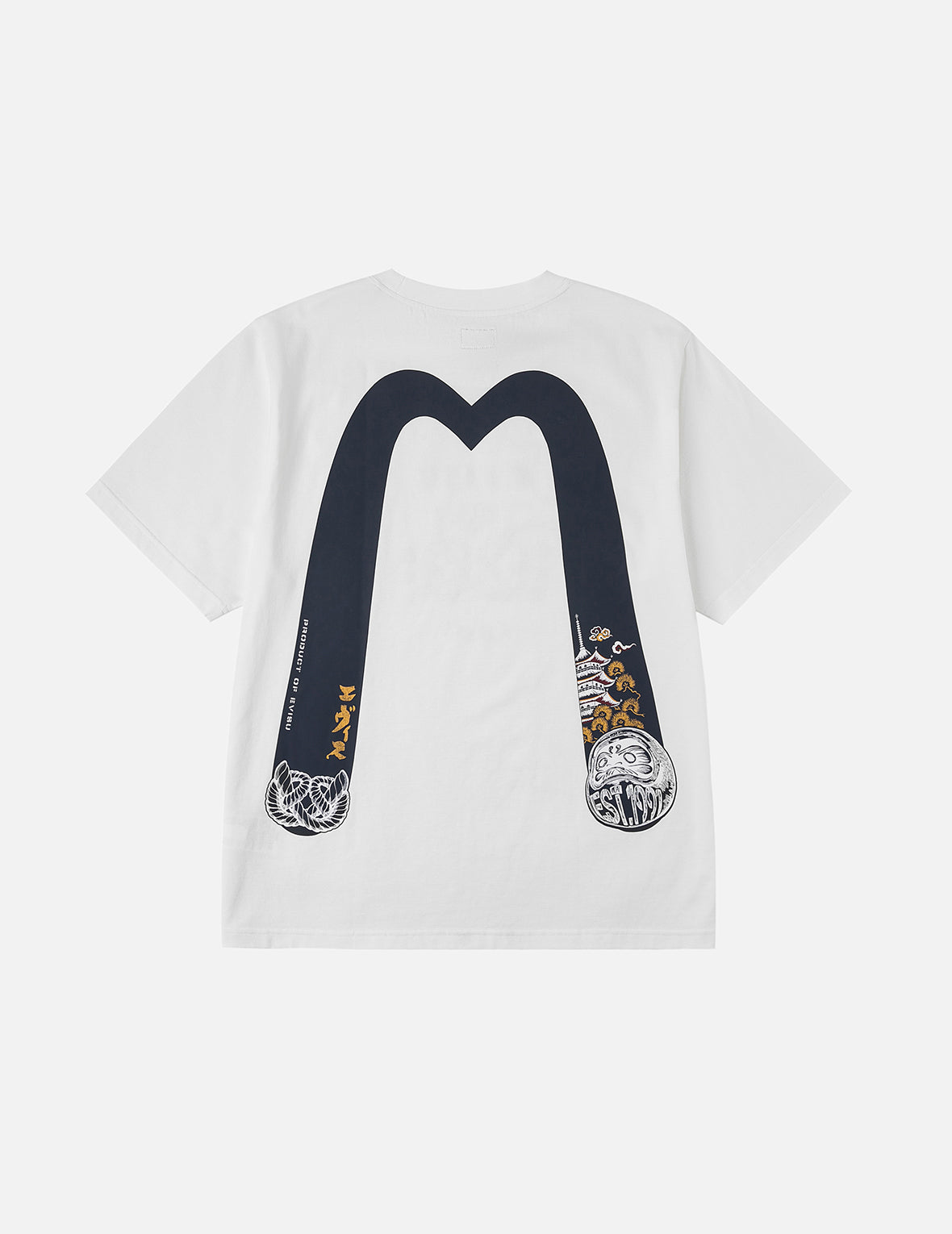 Wheel of Wisdom and  Daruma Daicock Print Regular Fit T-Shirt
